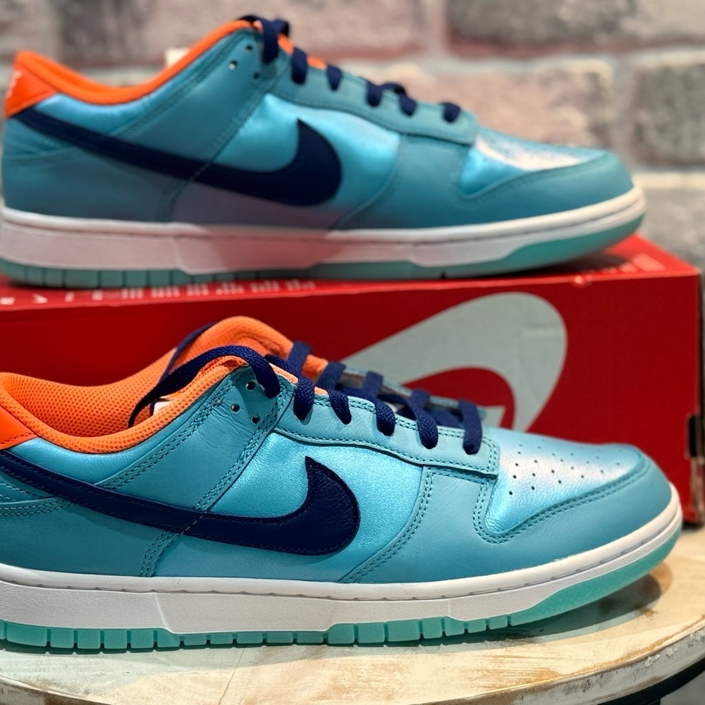 Nike Dunk Low Baltic Blue Total Orange size 10 HQ1538-416 Miami Dolphins